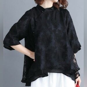 Elegant Black Lace Women's Top
